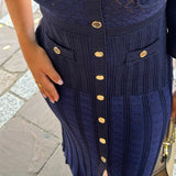 Robe côtelée bleu nuit
