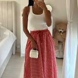 Pantalon evasé vichy