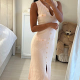 Robe midi maille texturée rose