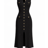 Robe noire midi maille texturée