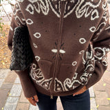 Gilet en maille à motif bandana - Marron