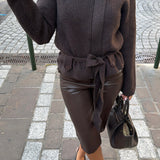 Capri droit simili cuir - marron -