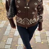 Gilet en maille à motif bandana - Marron