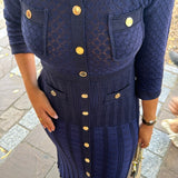 Robe côtelée bleu nuit