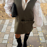 Robe courte col V - kaki