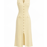 Robe midi maille texturée jaune