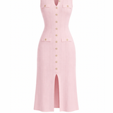 Robe midi maille texturée rose