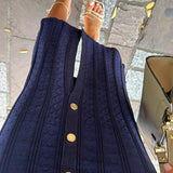 Robe côtelée bleu nuit