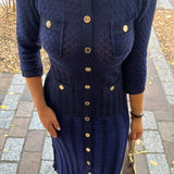 Robe côtelée bleu nuit