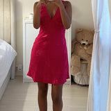 Robe satinée Fuschia à motif