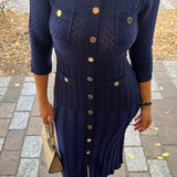 Robe côtelée bleu nuit