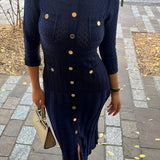 Robe côtelée bleu nuit