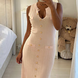 Robe midi maille texturée rose